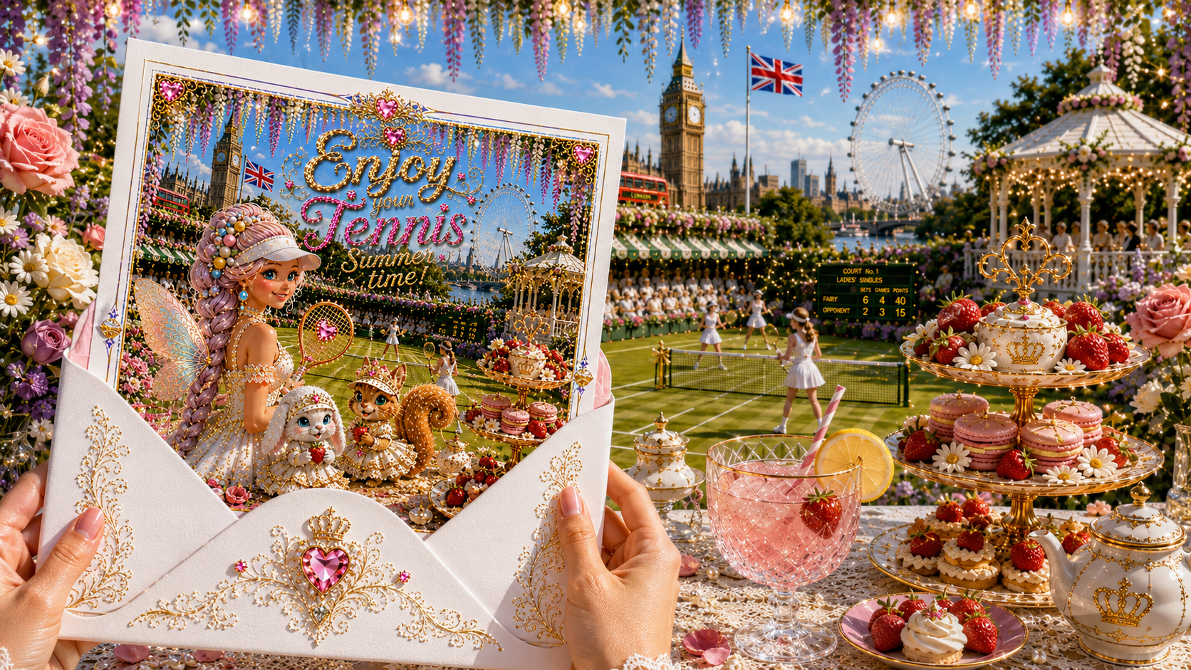 13 -🍓 Luxury Tennis Greeting Card (Printable): “Enjoy Your Tennis Summer Time!”